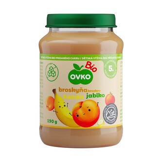 Příkrm ovocný broskev, banán, jablko 190 g BIO   OVKO
