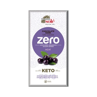 Čokoláda hořká 72 % s acai a stévií bez cukru 100 g   SOLÉ