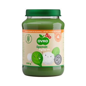 Příkrm zeleninový špenát, rýže 190 g BIO   OVKO