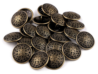Kovový knoflík filigrán velikost 34", 36" - 100 ks - 8 (36") staromosaz
