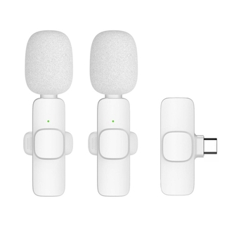 Externí mikrofon 2v1 pro mobilní telefon, typ C, barva bílá