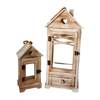 Dřevěná lucerna Sandra se srdcem hnědá, sada 2 ks Dřevěná lucerna Sandra se srdcem hnědá, sada 2 ks