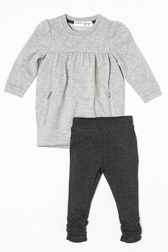 Dívčí set bavlněný, tunika a legíny, Minoti, SHADES 1, šedá - 92/98
