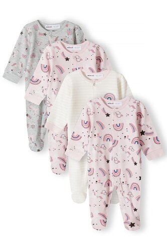 Overal kojenecký 4pack, Minoti, 16mbaby 3B, růžová - 50/56