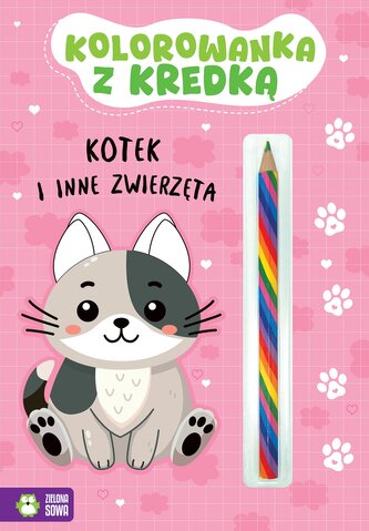 Kotek i inne zwierzęta. Kolorowanka z kredką