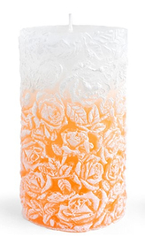 Świeca walec mały 8x10cm RÓŻANA pomarańczowa parafinowa