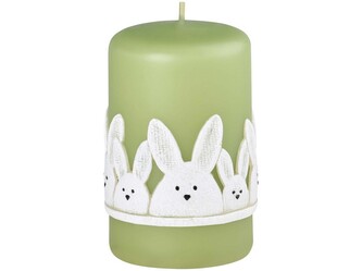 Válec 50x80mm aplikace Zajíci zelená svíčka