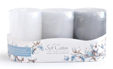 Świeca zapachowa FLORIS SOFT COTTON 3sztuki walec 6x9cm parafinowa