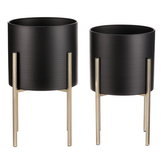 Stojan - kovový, kulatý, černý mat, cena za sadu 2 ks