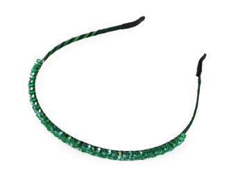 Čelenka do vlasů s broušenými korálky - 1 ks - 6 zelená smaragdová