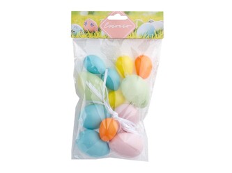 Kraslice plast 12 ks 40/60 mm v sáčku, mix barev