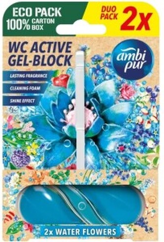 Ambipur WC Active gel-blok vodní květy 2 x 45 g