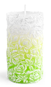 Świeca walec średni 8x13,5cm RÓŻANA limonkowa parafinowa