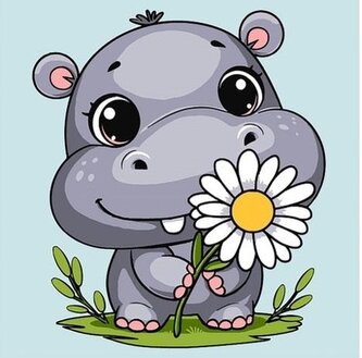 Malowanie po numerach - Hipopotam 25x25cm