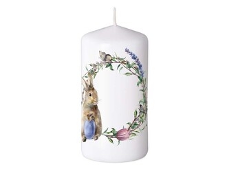 Válec 60x120 mm zajíček věnec, bílá svíčka