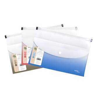 Spoko ReLeaf obálka se zipem, kapsa s drukem, A5, PP, Gradient, modrá