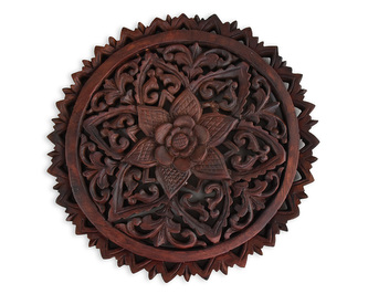 Závěsná dřevěná dekorace Lotos tmavá - 30 cm