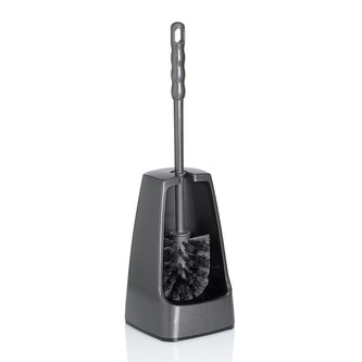 KELA WC sada LEVIN plast tmavěšedá 12x12x38 cm KL-26012