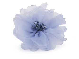 Brož květ s broušenými korálky Ø10 cm v krabičce - 1 ks - 8 modrá světlá