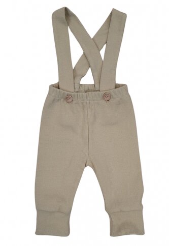 Žebrované rostoucí legíny se šlemi na knoflíky - béžový karamel, vel. 80/86; 80/86 (12-18m)