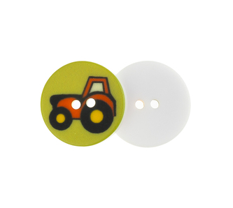 Knoflík - sada 6 ks - traktor zelená, černá, červená - prům. 15 mm