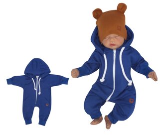 Z&Z Dětský teplákový overálek s kapucí, tm. modrý, vel. 74; 74 (6-9m)