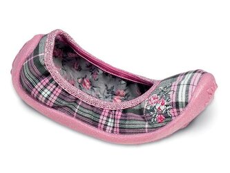 980X041 25 - dívčí nízká, káro šedo-růžové, kytka S 980X041_25