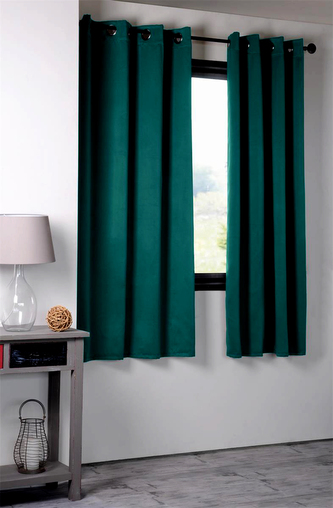 Dekorační závěs s kroužky zatemňující FLAVIA- BLACKOUT 135x180 cm petrolejová (cena za 1 kus) France