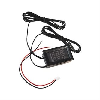 Digitální teploměr mini DC 4V-28V s dvojitým displejem a kovovým snímačem teploty NTC