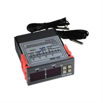 Digitální duální termostat - STC-3008 rozsah -55°C~120°C, 12V DC, 1m kábel