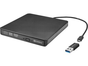 Sandberg USB-C/A DVD Drive, externí mechanika, černá