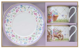 Porcelánové šálky a podšálky Spring Bloom