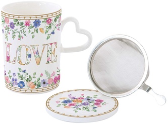 Porcelánový hrnek s čajovým sítkem Mon Amour