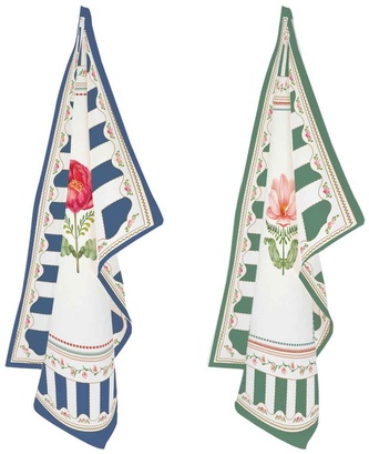 Sada dvou kuchyňských utěrek Flowery