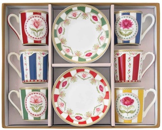 Porcelánové šálky a podšálky na kávu Flowery