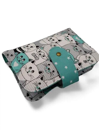 Sada plenkovníku / pouzdra na pleny a obalu na očkovací a zdravotní průkaz dítěte - Mentolové kočky