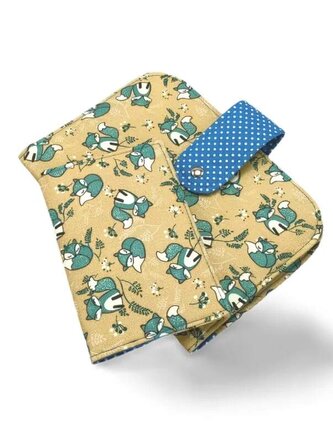 Sada plenkovníku / pouzdra na pleny a obalu na očkovací a zdravotní průkaz dítěte - Tyrkysové lišky