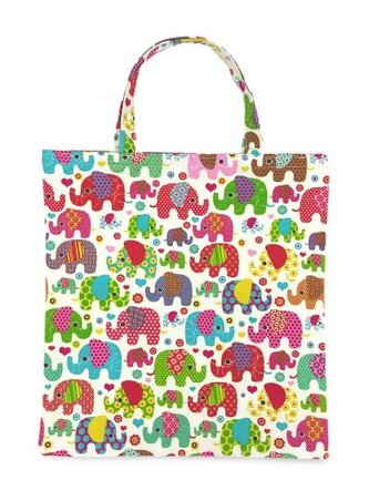 Bavlněná nákupní taška s delším popruhem na rameno - Sloni