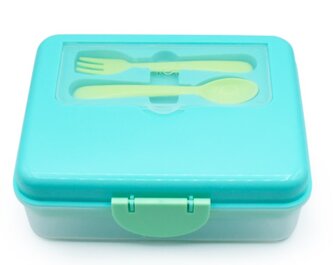 Dvoupatrová krabička na svačinu 1446 ml - modrozelená