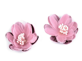 Textilní květ k nalepení Ø5 cm - 10 ks - 3 (Ø5 cm) starorůžová sv.