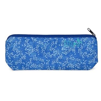 Penál / pouzdro na tužky, brýle a drobnosti Světle modré lístky