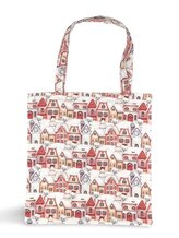 Bavlněná nákupní taška s delším popruhem na rameno - Vánoční domečky