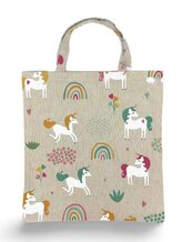 Bavlněná nákupní taška s delším popruhem na rameno - Jednorožci