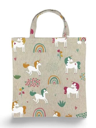 Bavlněná nákupní taška s delším popruhem na rameno - Jednorožci