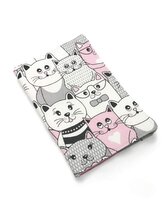 Obal na očkovací a zdravotní průkaz dítěte - Růžové kočky v kině