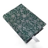Nastavitelný obal na knihu v různých velikostech - Folk Flowers - zelená - velikost L