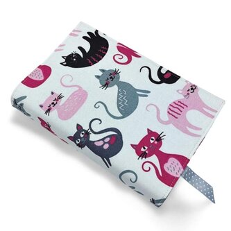 Nastavitelný obal na knihu v různých velikostech - Kočky - růžové - velikost S