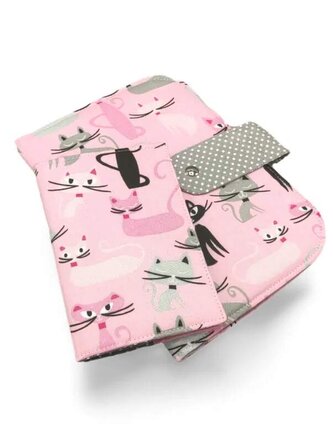 Sada plenkovníku / pouzdra na pleny a obalu na očkovací a zdravotní průkaz dítěte - Růžové kočky