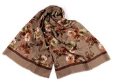 Šátek / šála / pléd květy 90x180 cm - 1 ks - 1 béžová tmavá