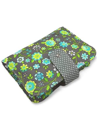 Plenkovník - organizér a pouzdro na pleny a vlhčené ubrousky -  Květy na šedé